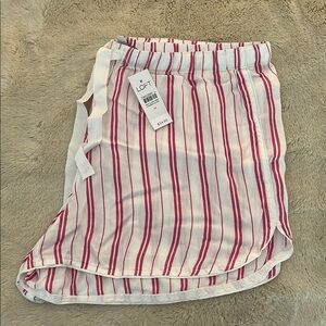 LOFT White and Pink Shorts with Striped Design